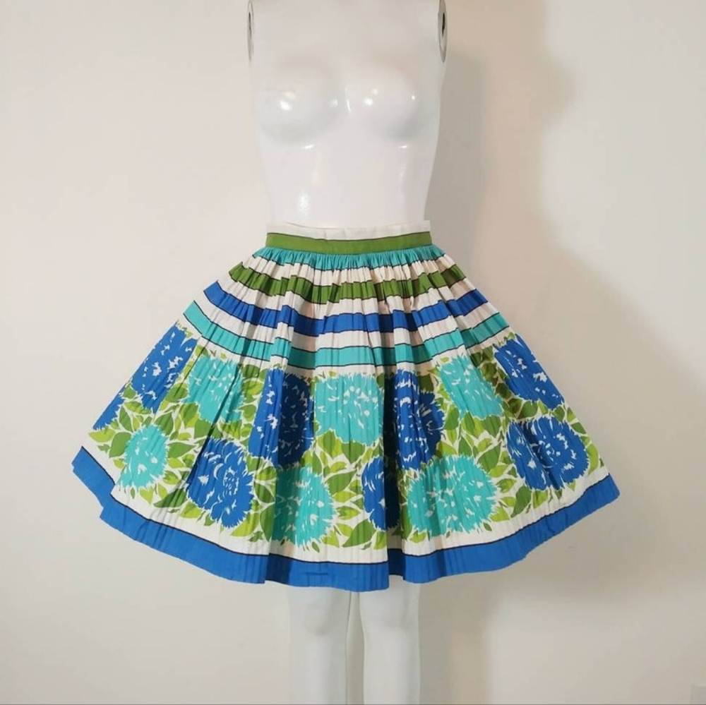 Vintage 50s flower novelty print circle skirt apron cotton apron party hostess